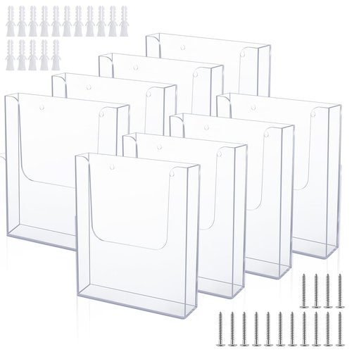 Ripeng 8 Pack Brochure Holder Wall Mount 8.5 x 11 Inch Clear Flyer Stand Acrylic Magazine Booklet Display Stand Plastic File Mail Literature Pamphlet Holder for Paper Organizer Rack Display