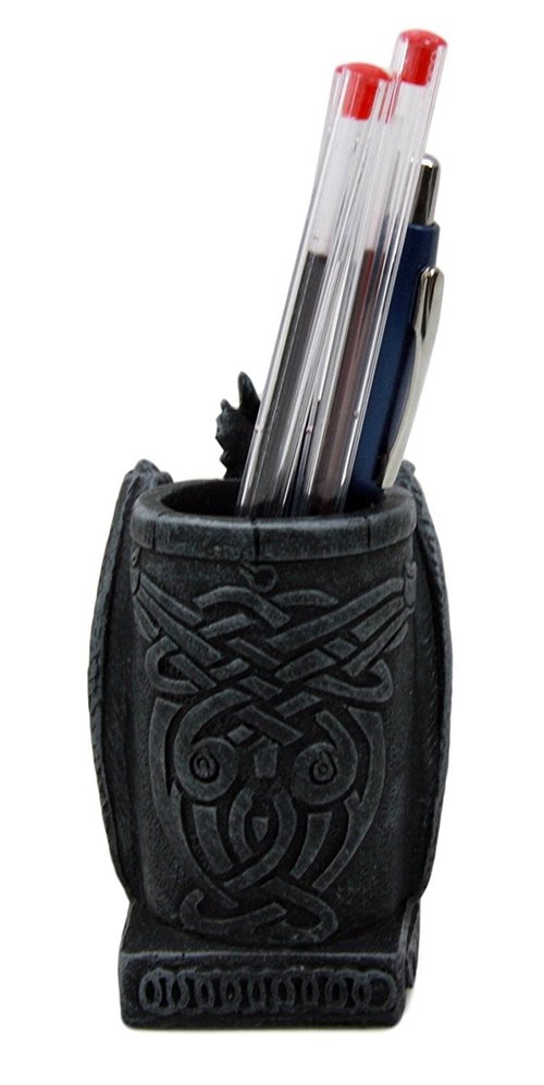 Ebros Medieval Fantasy Smaug Dragon Stationery Holder Statue Gothic Dragons Organizer Office Desktop Pen Pencil Holder Figurine 4.75" Tall Gothic Gargoyle Sentry