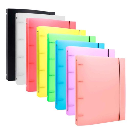 OTCRAFT 8Pcs/Set A4 4 Ring Binder Cover Clean Transparent Soft PVC for Refillable Notebook Shell withMatte surfaceforStamp & Die Storage (8 Colors)