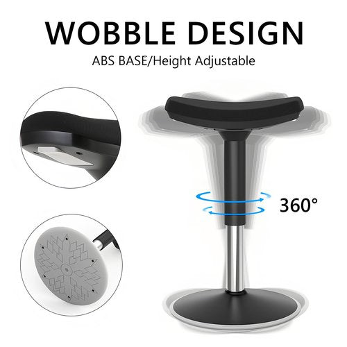 Standing Desk Chair, Ergonomic Office Swivel Stool, Wobble Stool, Height Adjustable Chair Without Backrest for Office, Home,Living Room (Black, 20~25‘’)