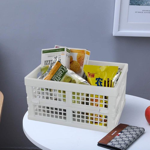 Begale 15 Liter Plastic Collapsible Storage Crates, Folding Crates Storage, Set of 3, White
