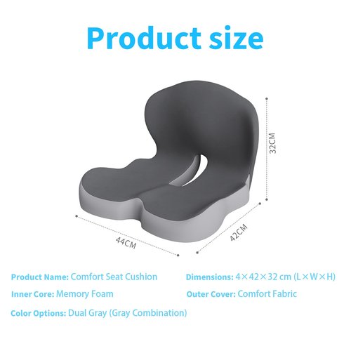 Memory Foam L-Shaped Integrated Seat Cushions - Office Chair Seat Cushion, Seat Cushion for Tailbone Pain Relief, Car Seat Cushions for Driving Lumbar Support(Black Gray)