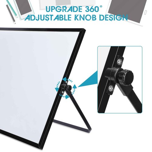3 Pcs Dry Erase Whiteboard 16" x 12" Desktop Whiteboard Calendar Double Sided Magnetic White Board Dry Erase Board with Stand Portable Planning Panels for Home Office School to Do List (Black Frame)