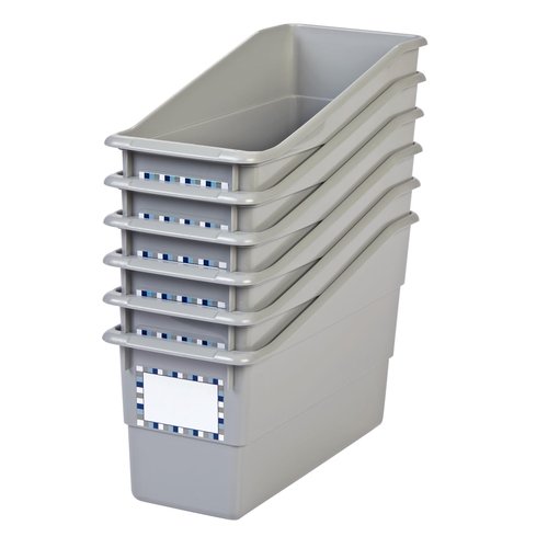 Really Good Stuff Durable Book and Binder Holder - 6pack, Pebble Color, 5 ½” x 12 ½” x 7 ½”, Classroom Organization, Storage Solution, Sturdy and Versatile