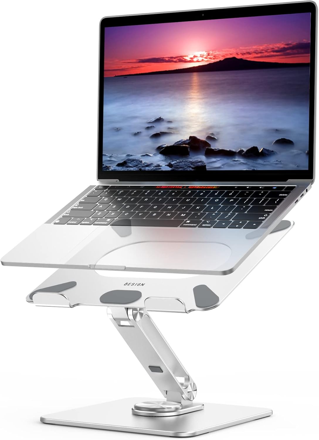 BESIGN LSX7 Laptop Stand - Ergonomic Adjustable Riser with 360° Rotating Base | Fits 10-15.6" Laptops (Silver)