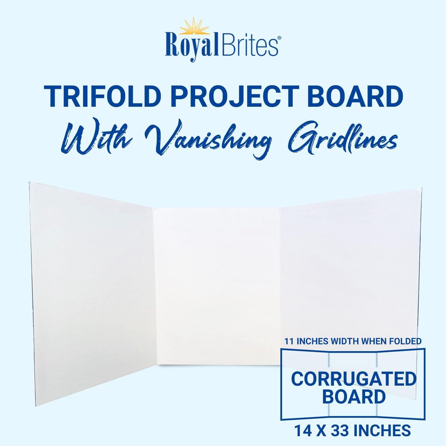 Tri-Fold Project Board - 14 x 33 Inches | Perfect for School Projects and Presentations