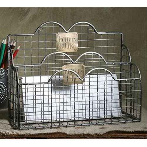 Colonial Tin Works Industrial Galvanized Steel Wire Letter/File Desk Organizer Holder Office Storage, Gray (370041)
