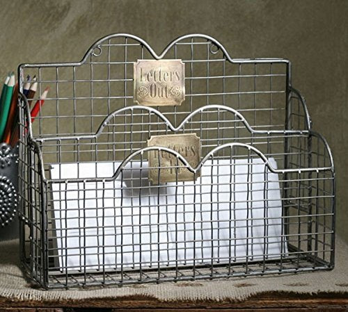 Colonial Tin Works Industrial Galvanized Steel Wire Letter/File Desk Organizer Holder Office Storage, Gray (370041)