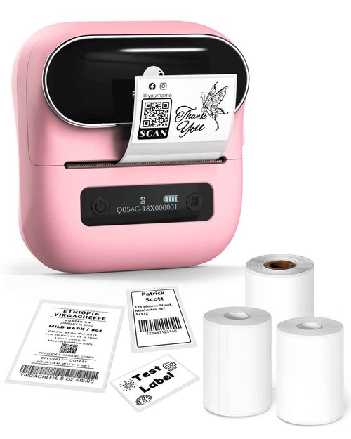 Phomemo M220 Portable Thermal Label Makers, Wireless Label Printer for Address, Labeling, Mailing, Office Supplies Organizing, Label Maker Machine with Tape, Sticker Printer with 3 Rolls of Labels