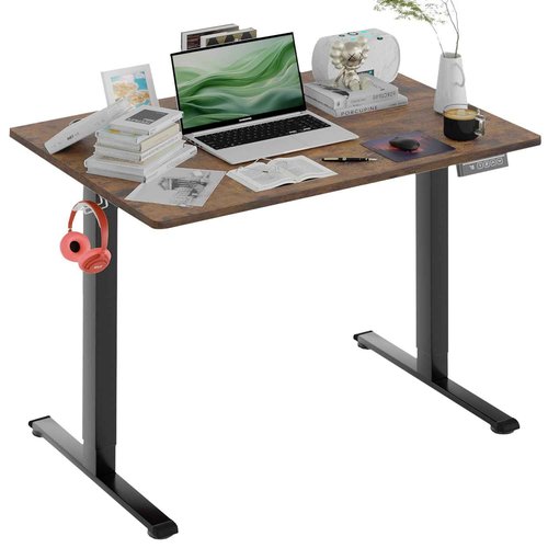 PayLessHere Electric Standing Desk 40x24 Inch Height Adjustable Computer Desk Large Space Office Desk with Headphone Holder 2 Memory Function for Home Office,Brown