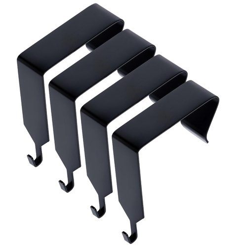 SUMERSHA 4-Piece Over The Door Hooks - Metal Cubicle Wall Hooks, Office Cubicle Hangers, Whiteboard Hanger, Black