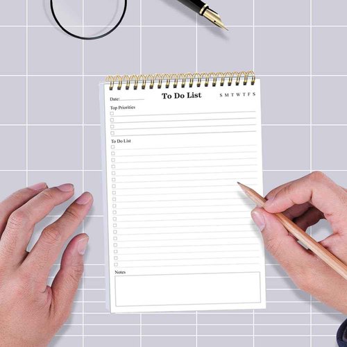 (50-Pack) To Do List Notepad - A5 Undated Daily Planner, 2500 Sheets/5000 Pages To Do List Notebook for Work, Spiral Waterproof Notepad for Office Supplies, School Planner, 5.8" x 8.3"