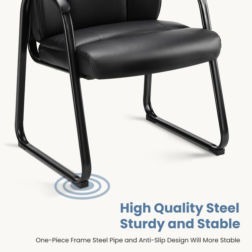 DUMOS Office Desk Guest Chair, Leather Waiting Room Chairs with Padded Arms for Elderly Home Reception Area Conference Room Lobby Side breakroom