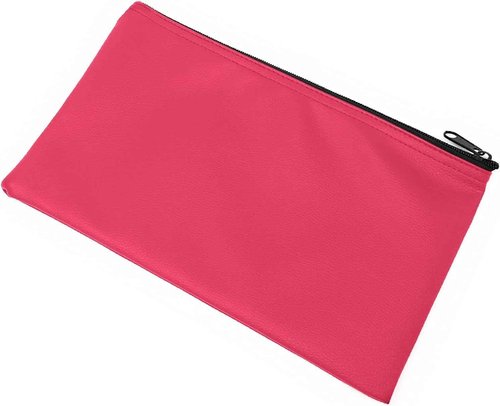 Money Bank Deposit Bag with Zipper | 11x6 inch | Pink | Durable Leatherette Money Cash Coin Check Wallet Pouch for Men & Women with Framed ID Window and Blank Card | by GIDABRAND (10)