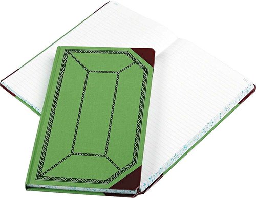 Boorum & Pease® Canvas Account Book, Record, 16 Lb., 12 1/2" x 7 5/8", 300 Pages, Blue