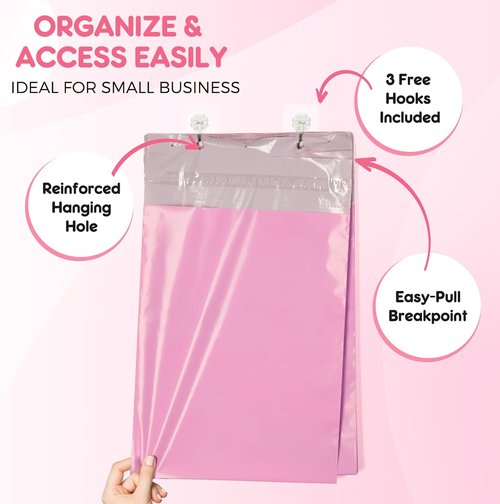 Fuxury Heavy Duty Poly Mailers - 12x15.5" Self-Sealing Shipping Bags, 100 Pack, Pink