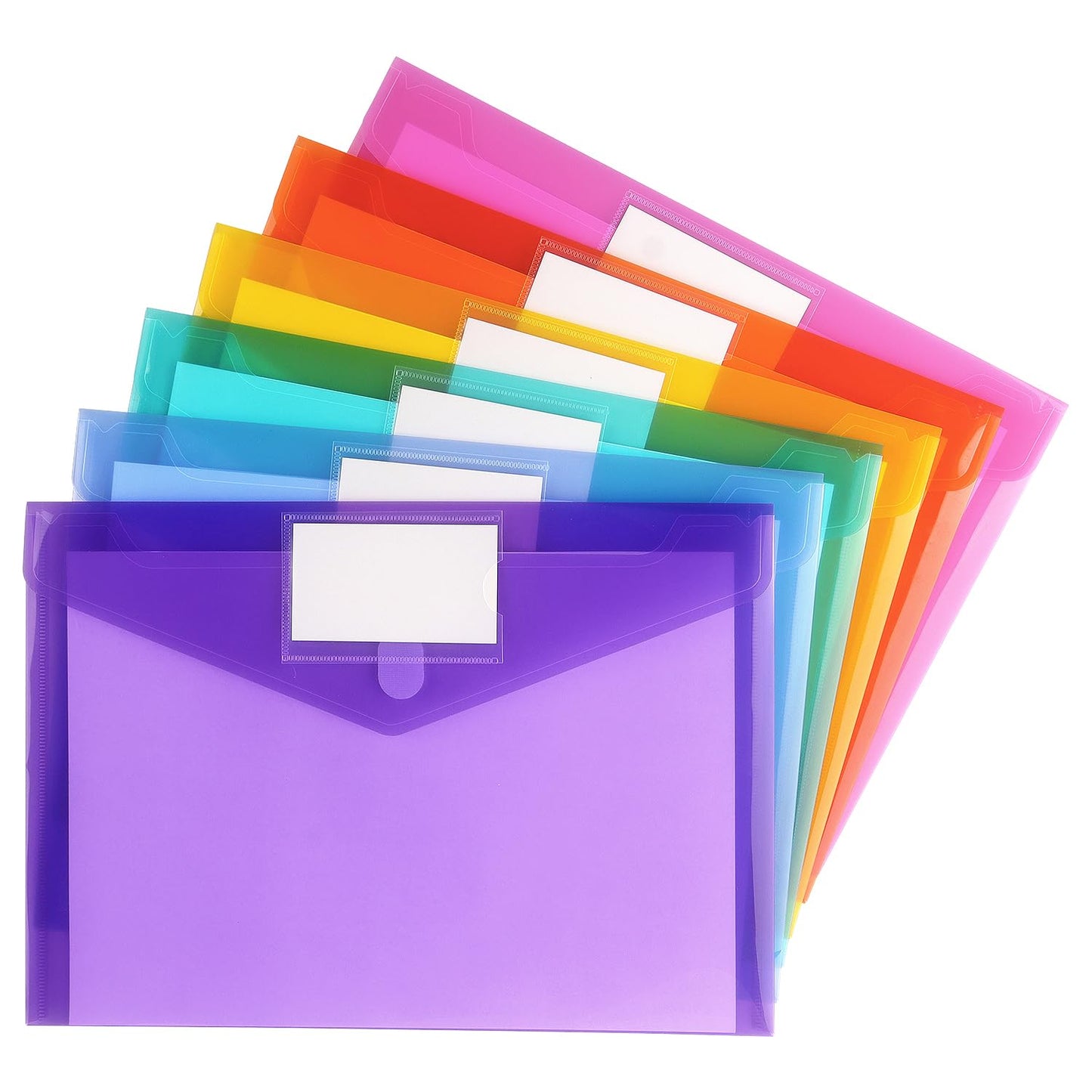 Tamaki 6 Pack Plastic Envelopes Poly Envelope Folder Clear Document Plastic File Folders Organization with Hook & Loop Closure, Letter Size/A4 Size, Envelope Folders for School Office