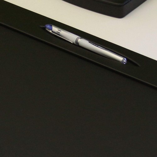 Dacasso Black Leatherette Conference Table Pad with Pen Well, 17 by 14-Inch