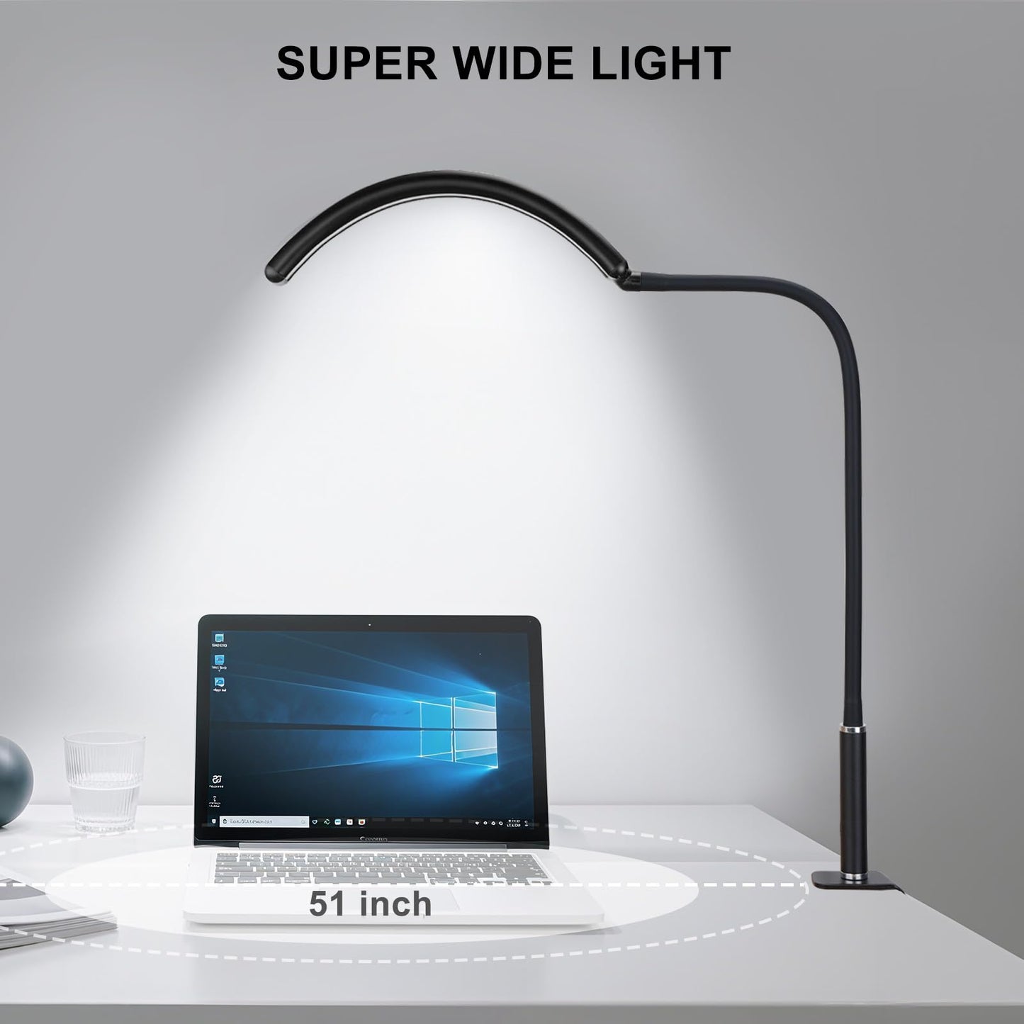 ZEKAHOV Professional Half Moon LED Desk Light for Nail Techs & Artists – Flexible Gooseneck Lamp with Clamp, 5 Color Modes & 5 Brightness Levels for Manicure, Tattoo, Beauty Work