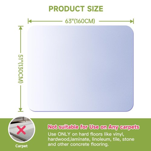 SOONAN Office Chair Mat for Hardwood Floor, 63" x 51" x 0.08" Clear Office Floor Mat, 0.08" Thickness Heavy Duty Computer&Desk Chair Mat,Floor Protector Chair Mats