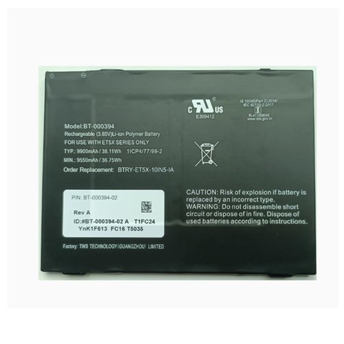 BT-000394 Battery for Zebra ET51 ET56 BTRY-ET5X-10IN6-01 ET51CT-G21E-00A6 Series Barcode Scanner Ultra High Capacity Replacement 4.4V 9550mAh/38.11Wh