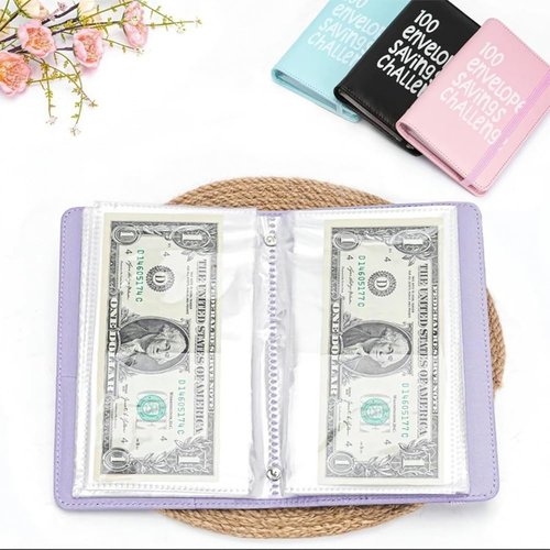 Possibilityk 100 Days Money Saving Challenge Coin Envelope Budgetstorage Book, Best Gifts, Savings Budget Stuffing Binder, Money Saver, Mini Cash Envelopes for Budgeting, for Office Home(1*Black)