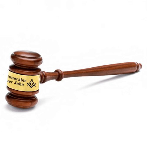 Executive Gift Shoppe | Masonic Wooden Judge's Gavel with Personalized Gold Band