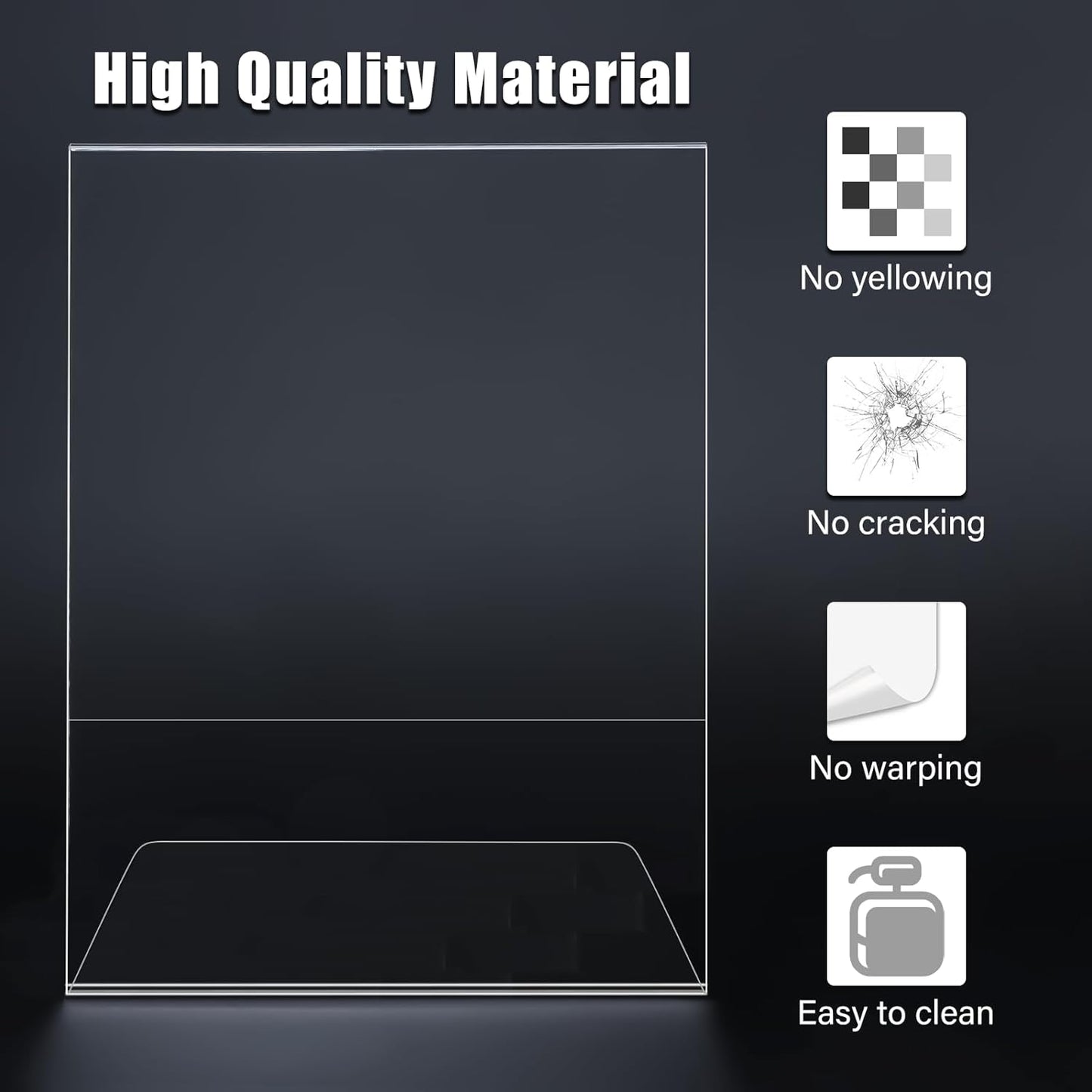 Xydstay 12-Pack Acrylic Menu Holders - Unbreakable L-Shape Clear Plastic Sign Holders | 8.5x11 for Restaurant & Home Use