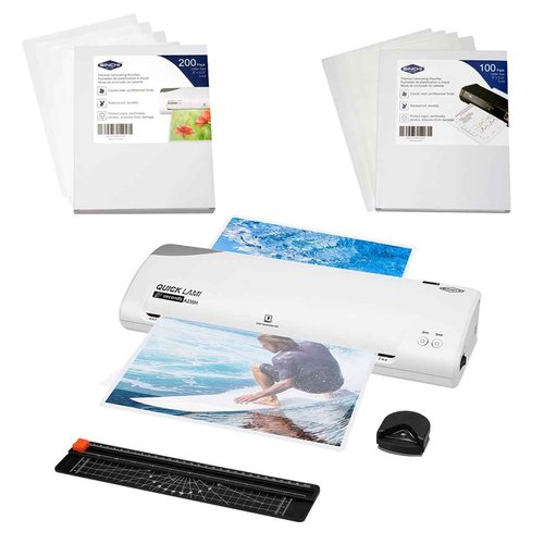 SINCHI 40-Second Warm-up, 3-5 mil, 13-inch Laminator & 3 Mil 200 Pack & 5 Mil 100 Pack Laminating Sheets