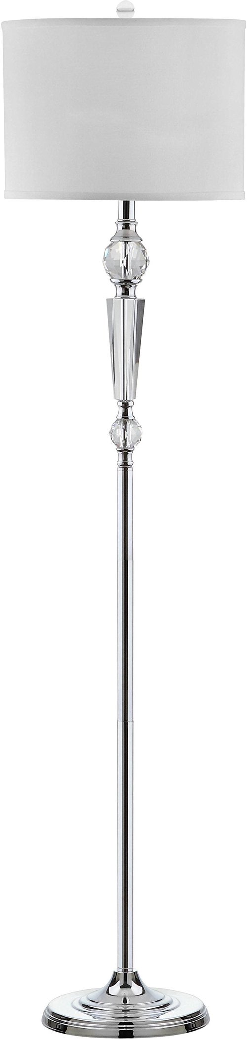 SAFAVIEH Lighting Collection Savannah Clear Crystal/ Chrome 60-inch Living Room Bedroom Home Office Standing Floor Lamp (LED Bulb Included)