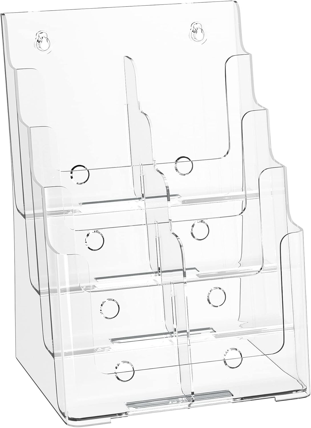 Zavekia 4-Tier Acrylic Brochure Holder - Clear Literature Organizer for 8.5 x 11 Inch Magazines & 4 x 9 Inch Flyers