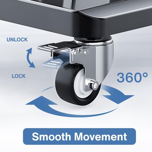 Mobile Height-Adjustable Stand with Locking Wheels for 43-65" Office Screens | Dual Steel Shelves | 176lbs Capacity | Heavy-Duty for Conference Rooms & Presentations