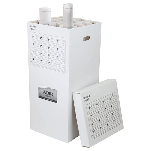 Adir Cardboard Roll File Storage Organizer - Vertical File Sorter - Blueprint, Poster, Plans, Gift Wrap, And Map Holder Station-16 Slots (for Rolls up to 37 Inches Long)
