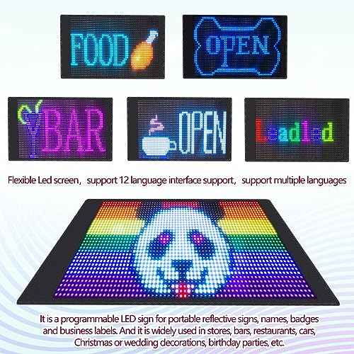 Leadleds 5V Bluetooth Programmable LED Matrix Panel, Flexible USB-Powered Scrolling Message Board with Custom Text & Animation, App Control for Advertising, Store, Bar, Car, Home Decor