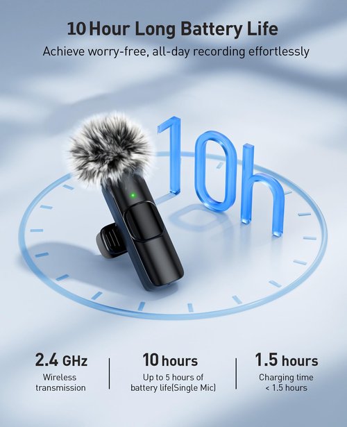 MENERESAS 3-in-1 Mini Microphone for iPhone: Wireless Lavalier Microphones for iOS/Android Devices/Camera - Noise Reduction Lapel Mic - Clip on Mic for Video Recording, Multifunctional