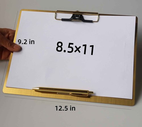 Stainless Steel Magnetic Clipboard with Pen - Multiple Sizes, Magnetic Design, Essential for Office and Home (Gold 9.2 x 12.5 Inches (Landscape Orientation))