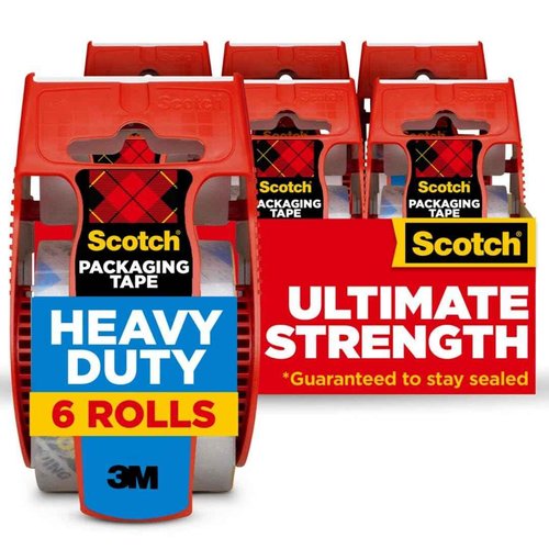 Scotch Heavy Duty Packing Tape, Clear | 1.88 in. x 22.2 yd. | For Shipping | 6 Rolls, Pack of 6