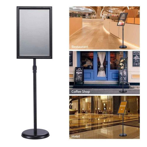 INNOVSIGN 11x17 Inch Pedestal Standing Sign Holder Stand Poster Stand , Black Adjustable Floor Standing Sign Holder with Aluminum Snap Open Frame for Vertical/Horizontal Sign Display