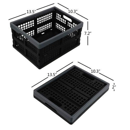 Rinboat 15 L Plastic Collapsible Crates, Stackable Folding Crates, 4 Packs