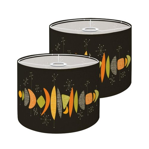 Retro Atomic Lampshades Lamp Shades set of 2 Mid century modern vivid colors abstract composition for Light Shade for Table Lamps Floor Lamps Drum Lamp Shades Lampshade Replacement