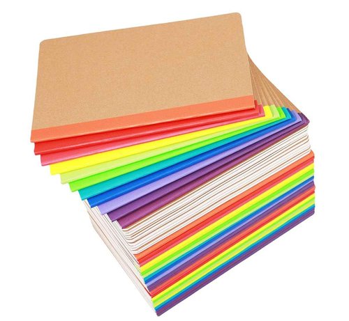 FAWTEEM 48 Pack A5 Kraft Notebook,Lines Pages - 60 Pages (30 Sheets), Wide Ruled,8.3”x 5.5” Small Kraft Notebook