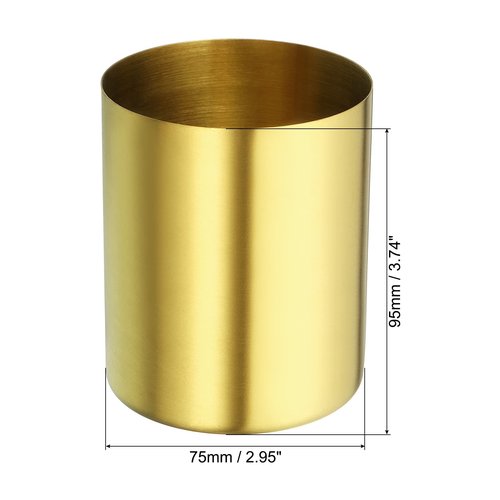 PATIKIL Pencil Holder, 3 Pack Pen Holder for Desk Stainless Steel Pencil Holders Cup Organizer Makeup Brush Holder for Desk Accessories, Golden