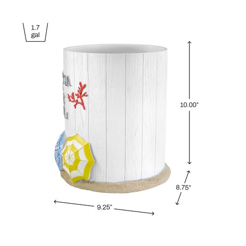 Avanti Linens - Wastebasket, Trash Can, Beach Inspired Bathroom Decor (Beach Mode Collection)