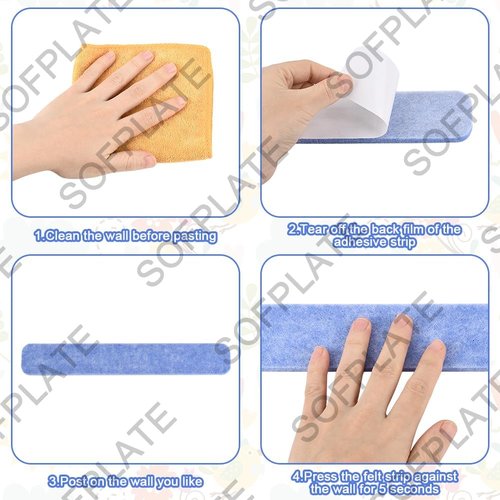 Skiennix Adhesive Felt Pin Board Strips - 5 Pack with 30 Wall-Mounted Bulletin Bars for Home & Office Decor