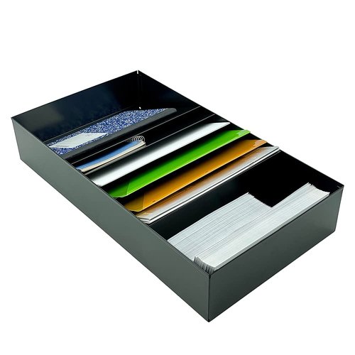 Huron Stationery Holder For Desk and Drawer 5 Slot, Black Steel