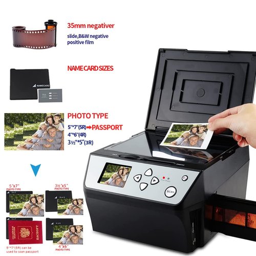 TREEYX Digital Film & Slide Scanner with 22MP, Convert Color & B &W 35mm, 110Film Negatives Slides/Photo/Document/Business Card to JPEG Digital Photos
