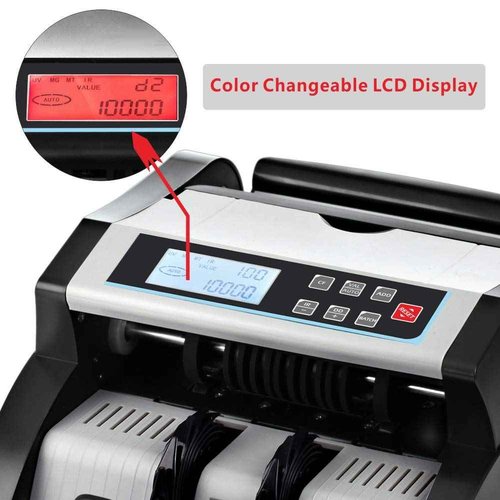 DOMENS Money Counter Machine Count Value,UV/MG/MT/IR Counterfeit Detection Bill Counter,US Dollar only Cash Counter, Add+Value/Batch+Value Modes,Money Counting Machine with LCD Display (Black+Grey)