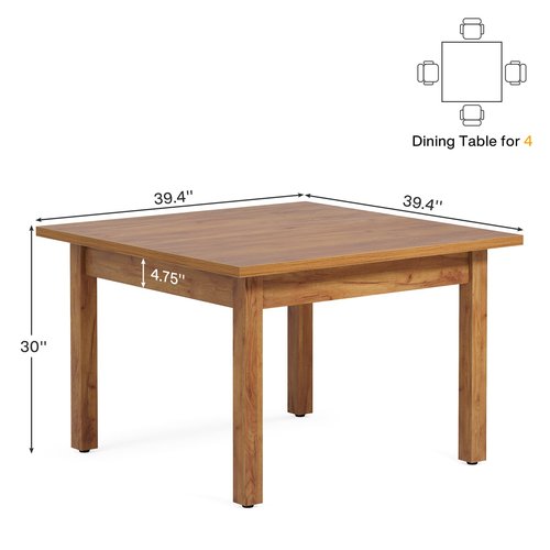 Tribesigns 39.4-Inch Square Conference Table for 4 People, Small Wooden Meeting Table with Solid Wood Legs and Thicken Tabletop for Conference Room Seminar Room Boardroom, Oak Brown
