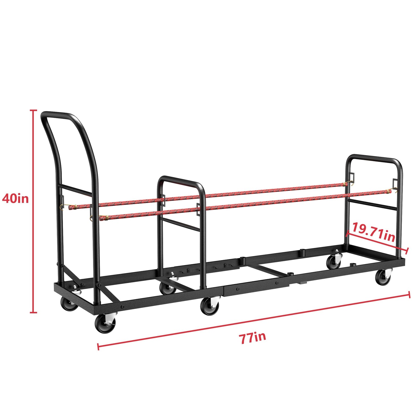 Folding Chair Cart with Wheels Heavy Duty 500 LBS Capacity, Rolling Chair Dolly for 50 Chairs w/Dual Handles & Anti-Fall Design, Commercial Cart for Events, Church, Conference, Weddings