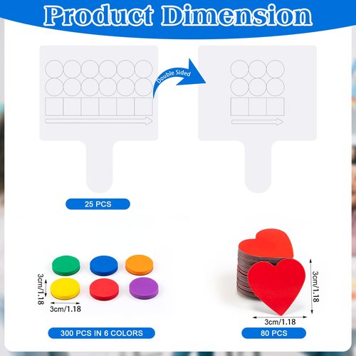 Lincia 25 Pcs Elkonin Box Phonemic Awareness Game - Magnetic Dry Erase Paddle Boards with Circle & Heart Magnets for Speech Therapy Phonics Preschool Science of Reading Classroom Must Have